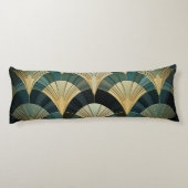 Eventures art deco - Goud op Smaragd Lichaamskussen (Achterkant)