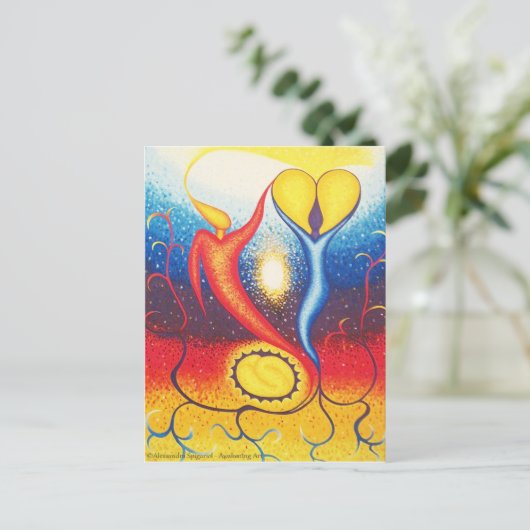 Evenwicht 1+1=3 briefkaart (Staand voorkant)