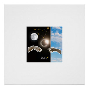 Evenwicht Astrologie Eclips en Maan Surreal Poster