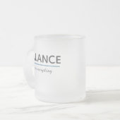 Evenwicht Boven Alles – Minimale Witte Typografie Matglas Koffiemok (Voorkant links)