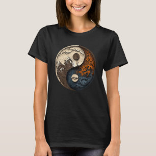 Evenwicht en harmonie Yin Yang-symbool Oceaanbos T-shirt