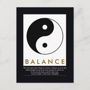 evenwicht tussen yoga yin yang en quote briefkaart