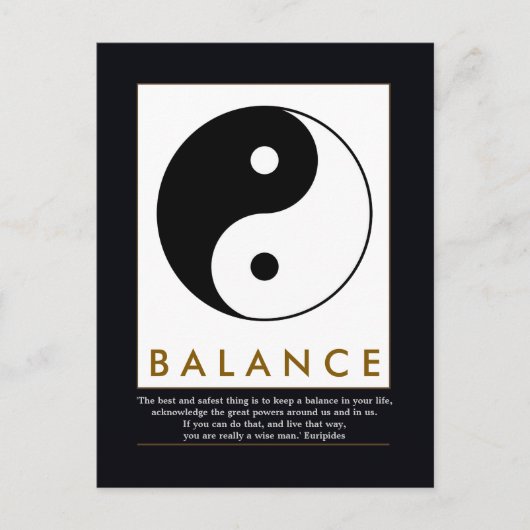 evenwicht tussen yoga yin yang en quote briefkaart (Voorkant)