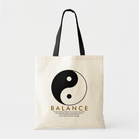 evenwicht tussen yoga yin yang en quote tote bag (Voorkant)