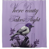 Evenwicht van de natuur | Paarse Bird Art Design Douchegordijn (Voorkant)