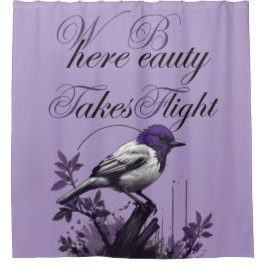 Evenwicht van de natuur | Paarse Bird Art Design Douchegordijn