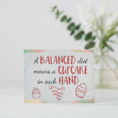 Evenwichtig dieet cupcake thema briefkaart (Staand voorkant)