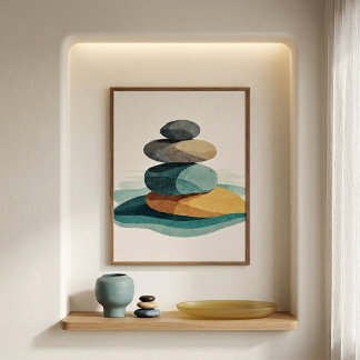 Evenwichtige Cairn-muurkunst voor neutrale interie Poster