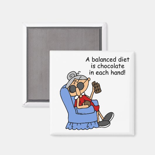 Evenwichtige chocoladedieet magneet (Voorkant / Achterkant)