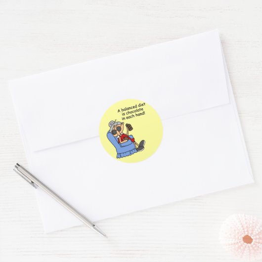 Evenwichtige chocoladedieet ronde sticker (Envelop)
