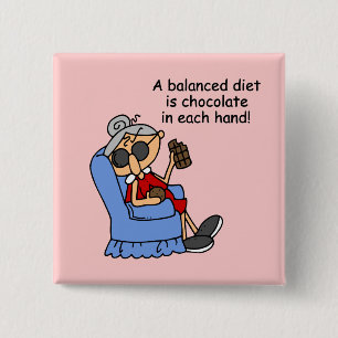 Evenwichtige chocoladedieet vierkante button 5,1 cm