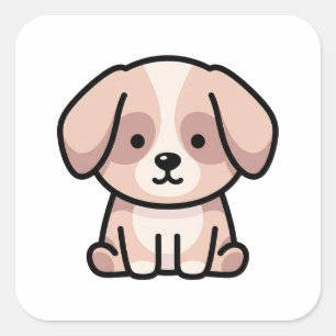 Evenwichtige Minimaal Honden – Modern Zoete Illust Vierkante Sticker