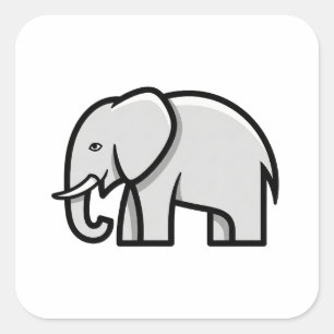 Evenwichtige Minimalistische Olifant Illustratie Vierkante Sticker