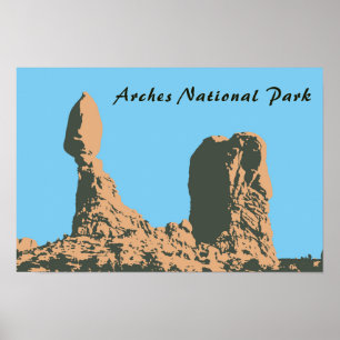 Evenwichtige rots in Arches National Park- Utah, V Poster
