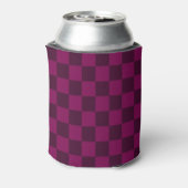 Evenwichtige visuals met maroon dambordpatroon blikjeskoeler (Blikje Achterkant)