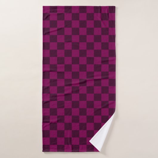 Evenwichtige visuals met maroon schaakbordpatroon bad handdoek (Badhanddoek)