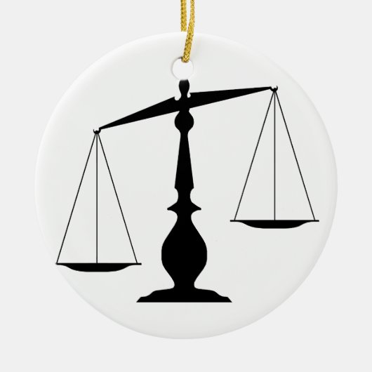 Evenwichtige weegschalen keramisch ornament (Voorkant)