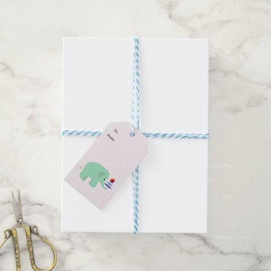 Evenwichtskunst van een babyolifant cadeaulabel (Met Touw)