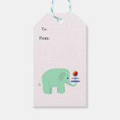 Evenwichtskunst van een babyolifant cadeaulabel (Voorkant)