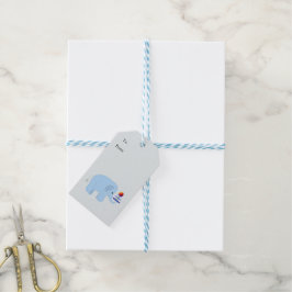Evenwichtskunst van een babyolifant cadeaulabel