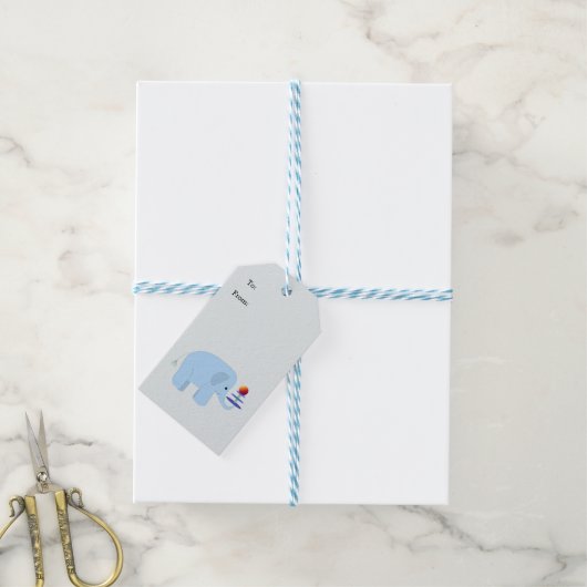 Evenwichtskunst van een babyolifant cadeaulabel (Met Touw)