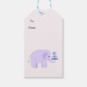 Evenwichtskunst van een babyolifant cadeaulabel (Voorkant)