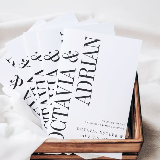 evenwijdig | Moderne Zwart-wit bruiloft Programma