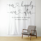 Ever After Heart Script Bruiloft Foto Achtergrond Wandkleed (In situ)