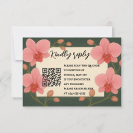 Ever After Orchid QR Code RSVP Card Kaartje
