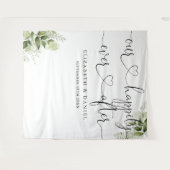 Ever After Script Groen Bruiloft Foto Achtergrond Wandkleed (Voorkant (horizontaal))