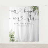 Ever After Script Groen Bruiloft Foto Achtergrond Wandkleed (Voorkant)