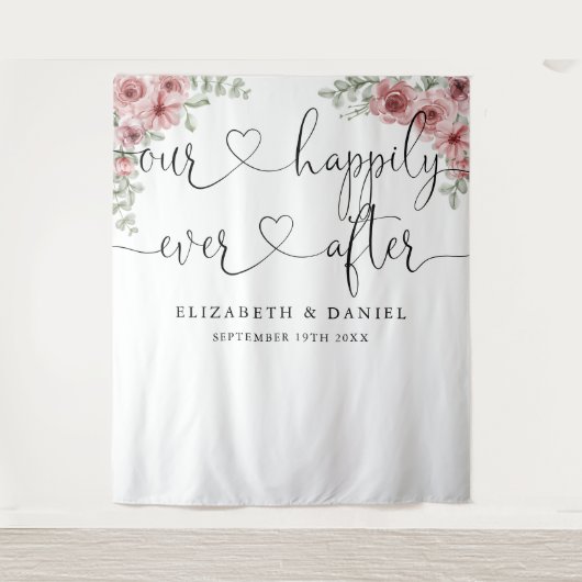 Ever After Script Rozen Trouwfoto Achtergrond Wandkleed (Voorkant)