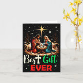 Ever Christmas Cool Jesus Nativity Scene Christian Kaart (Gele Bloem)