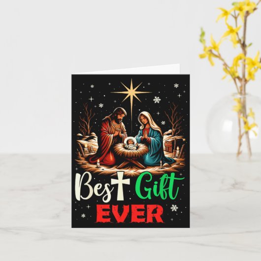 Ever Christmas Cool Jesus Nativity Scene Christian Kaart (Gele Bloem)