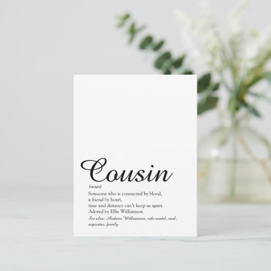 Ever Cousin Definition Elegant Script Briefkaart (Staand voorkant)