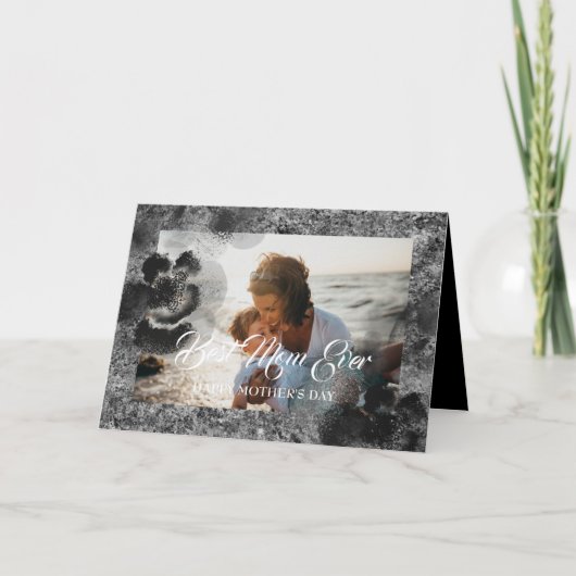 Ever Custom Moederdag Foto Floral Best Mam Kaart (Voorkant)