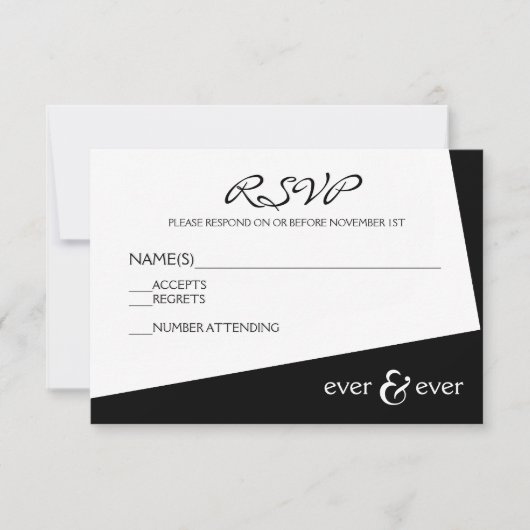 Ever & Ever Zwart & Wit Hoek - RSVP Kaart (Voorkant)