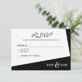 Ever & Ever Zwart & Wit Hoek - RSVP Kaart (Staand voorkant)