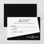 Ever & Ever Zwart & Wit Hoek - RSVP Kaart (Voorkant / Achterkant)