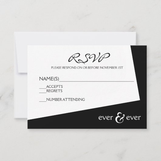 Ever & Ever Zwart & Wit Hoek - RSVP Kaart (Voorkant)