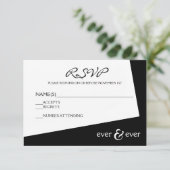 Ever & Ever Zwart & Wit Hoek - RSVP Kaart (Staand voorkant)