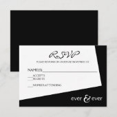 Ever & Ever Zwart & Wit Hoek - RSVP Kaart (Voorkant / Achterkant)