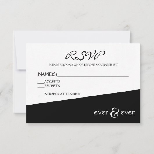 Ever & Ever Zwarte Hoek - RSVP Kaart (Voorkant)