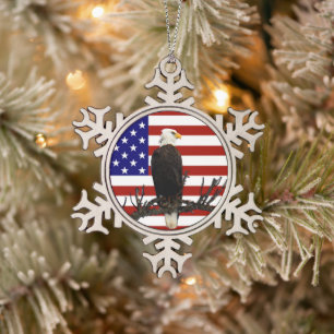 Ever Vigilant Bald Eagle Tin Sneeuwvlok Ornament