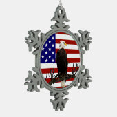Ever Vigilant Bald Eagle Tin Sneeuwvlok Ornament (Links)
