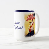 "Ever Vigilant"  patriottisch Tweekleurige Koffiemok (Voorkant rechts)