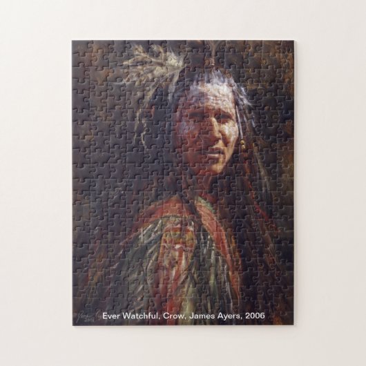 Ever Watchful, inheemse Amerikaanse krijger puzzel (Verticaal)
