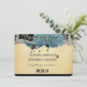 Everafter Art Deco Pauw Gouden Bos Bruiloft Kaart (Staand voorkant)