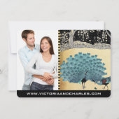 Everafter Art Deco Peacock Golden Forest bruiloft Kaart (Achterkant)