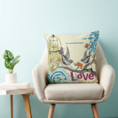 Everafter Bride Blauwgroen Limoen Coral Plum Bird  Kussen (Stoel)